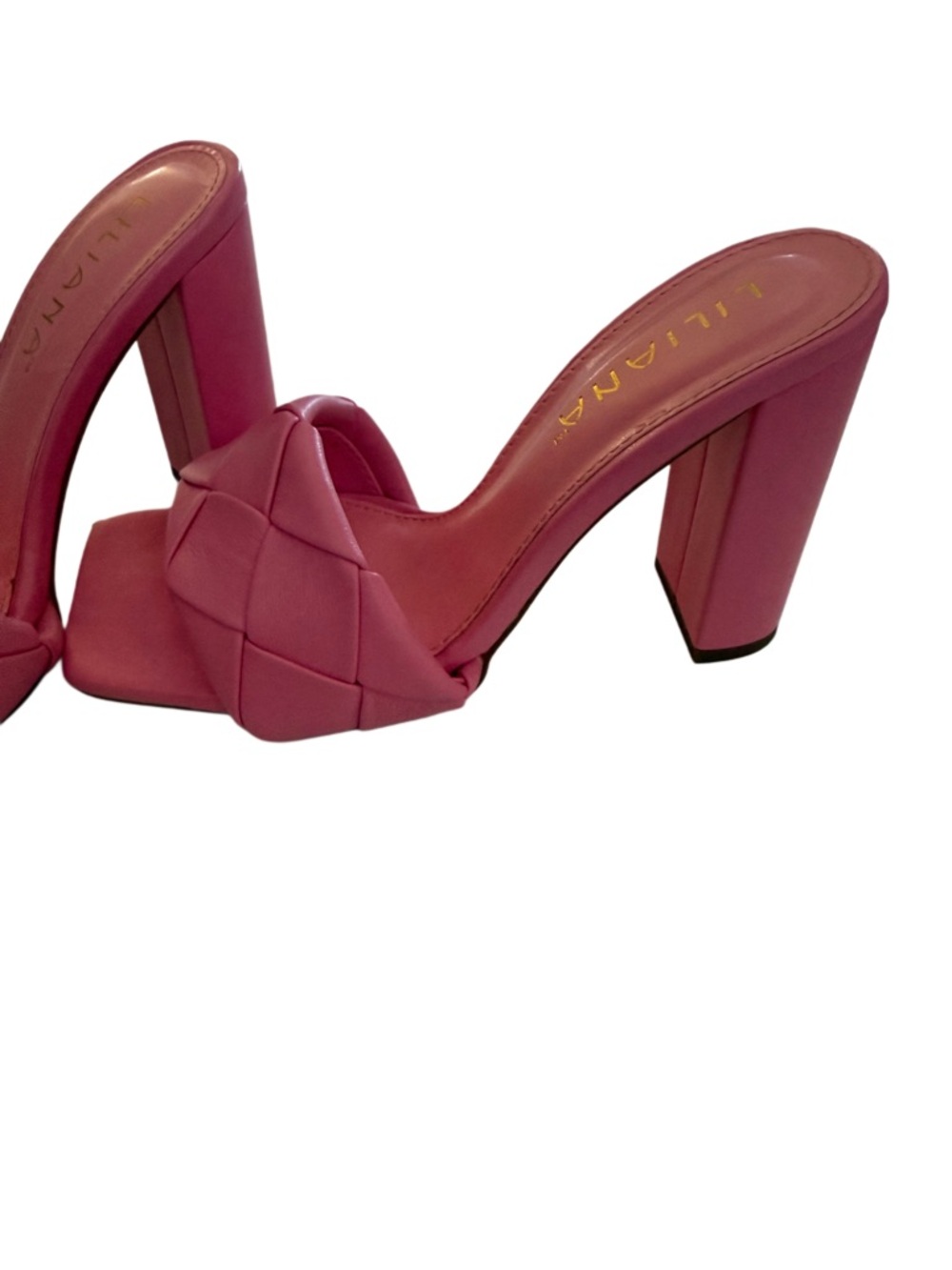 Liliana Pink Braided Square Toe Block Heel Mule Size 6 Beach Vacay Colorful - Picture 2 of 9
